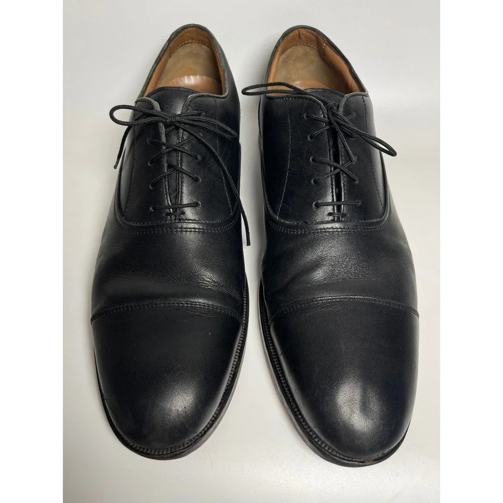 Clarks 1825 Mens Black Leather Cap Toe Oxford Dress Shoes Size 12 M